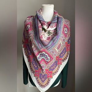 Vintage Club 7 Echo 100% Rayon Scarf Floral Boho Cottage Core